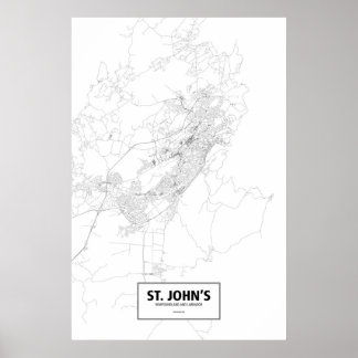 Poster St. John's, Terra Nova e Labrador (preto no branco
