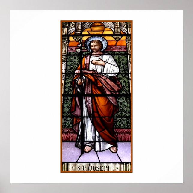 Poster St. Joseph pray for us - stained glass window (Frente)
