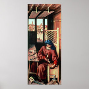 Poster St Joseph retratou como um carpinteiro medieval