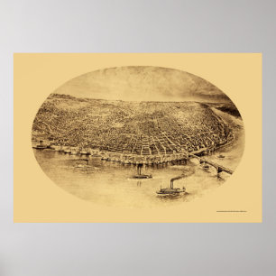 Pôster St Louis, mapa panorâmico do MO - 1897