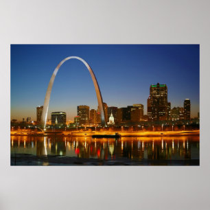 Pôster St Louis Missouri no Mississippi em a noite