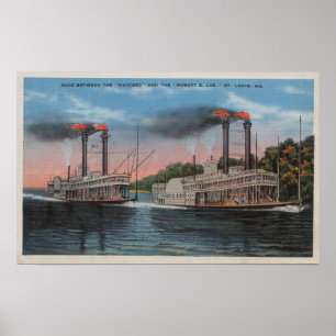 Pôster St Louis, MO - opinião Natchez & Robert E. Lee