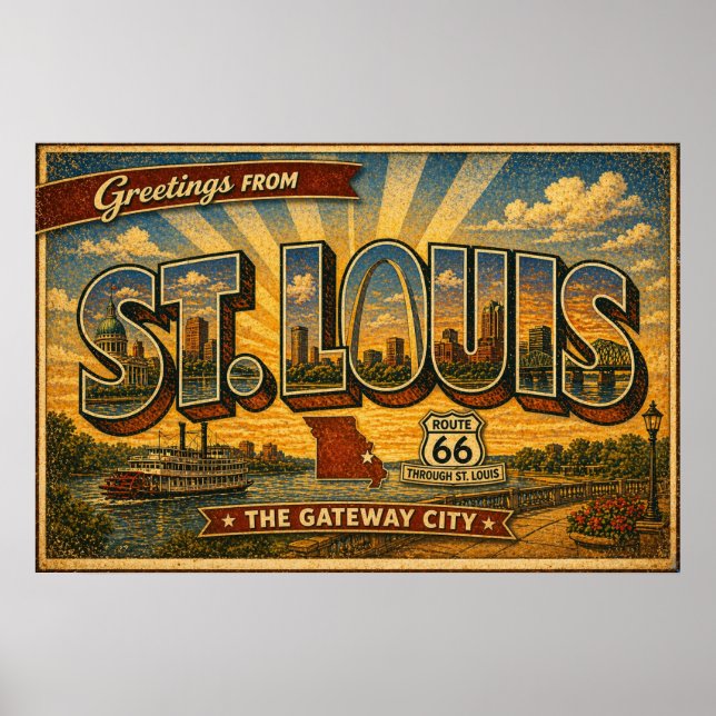 Poster St Louis Route 66 Vintage Travel (Frente)