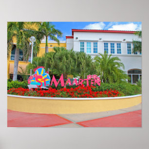 Pôster St. Maarten, sinal de boas-vindas, fotografia,