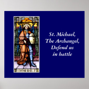 Pôster St Michael a janela de vitral do arcanjo