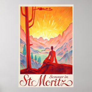 Poster St Moritz Caminhada Montanhas Alpes Suíços Suíça