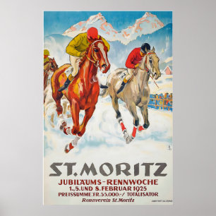 Poster St Moritz Jubiläums-Rennwoche 1925 Suíça