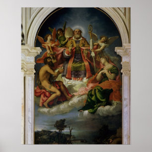 Poster St. Nicholas in Glory with Saints