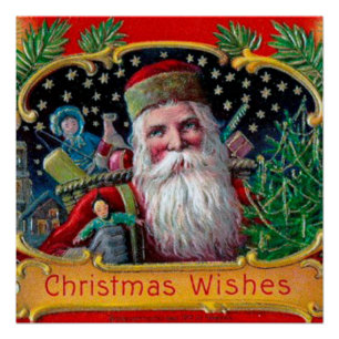 Pôster St. Nick do Victorian com estrelas Dourados e