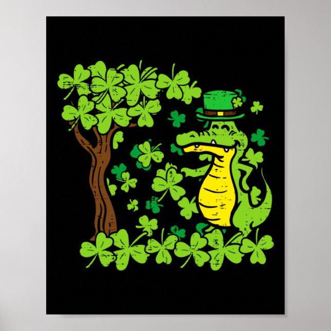 Poster St Patrick Day Alligator Shamrock Saint Pattys Men (Frente)