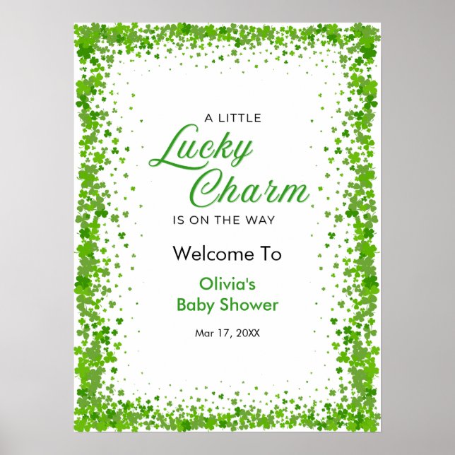Poster St Patrick's Day A Little Lucky Charm Baby Shower  (Frente)