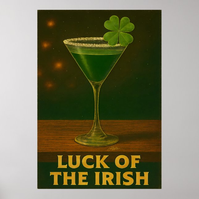 Poster St. Patrick's Day Luck Of The Irish Clover Martini (Frente)