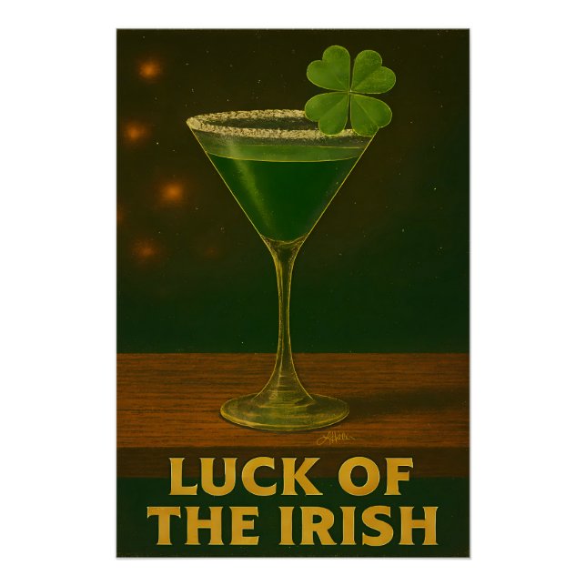 Pôster St. Patrick's Day Luck Of The Irish Clover Martini (Frente)
