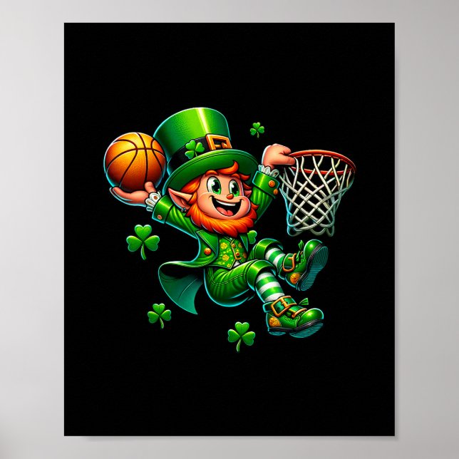 Poster St Patrick's Day Sketll Irish Leprechaun Slam Dunk (Frente)
