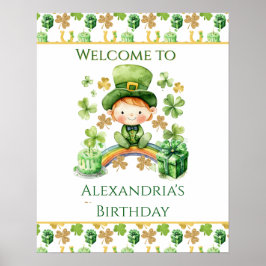 Poster St Patricks Sortudos Primeiro Aniversário Bem-Vind
