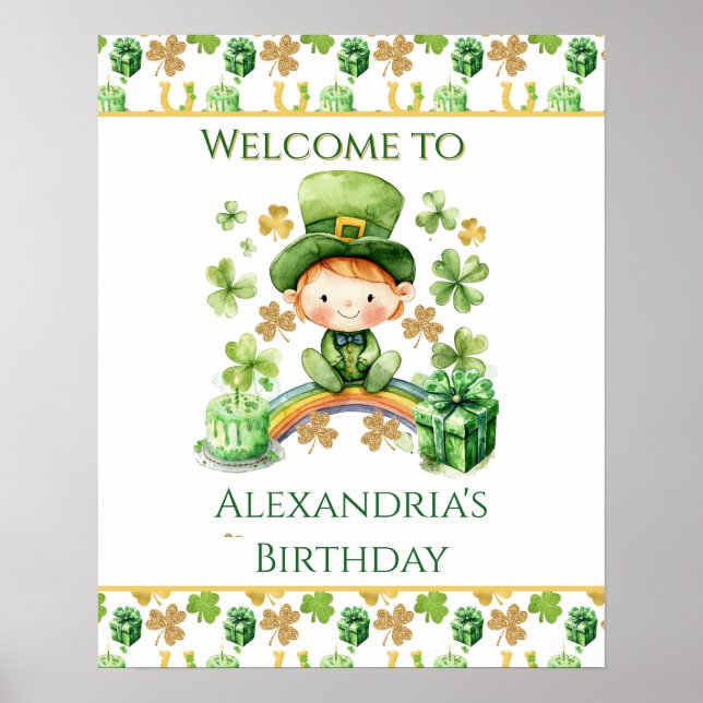 Poster St Patricks Sortudos Primeiro Aniversário Bem-Vind (Frente)