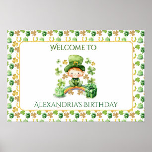 Poster St Patricks Sortudos Primeiro Aniversário Bem-Vind
