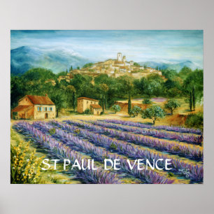 Pôster St Paul De Vence e lavanda