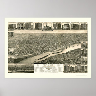 Pôster St Paul, mapa panorâmico do manganês - 1883