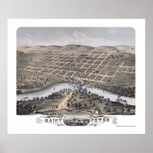 Pôster St Peter, mapa panorâmico do manganês - 1870