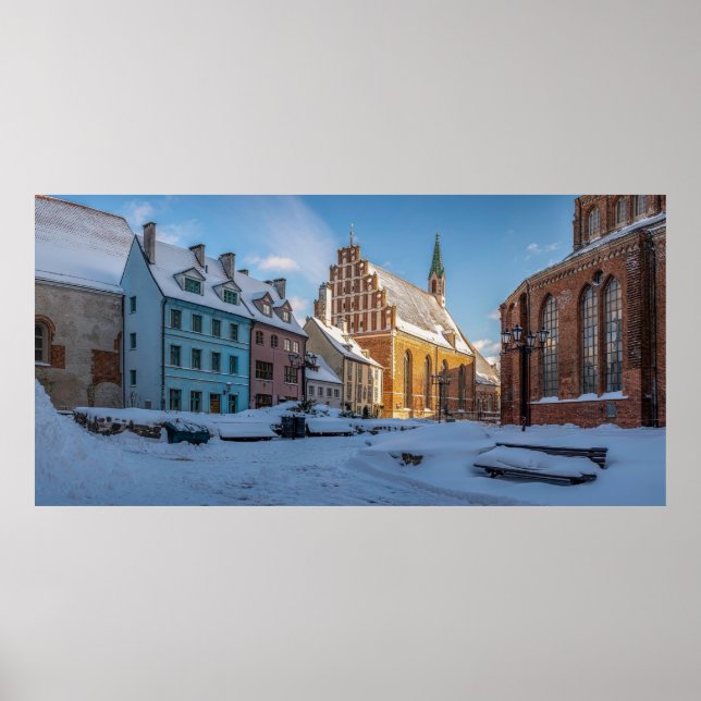 Poster St. Peter's Church in winter in Riga, Latvia (Frente)