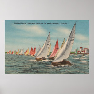 Pôster St Petersburg, FL - ideia da regata do relâmpago