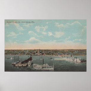 Poster St. Petersburg, FL - Waterfront View with