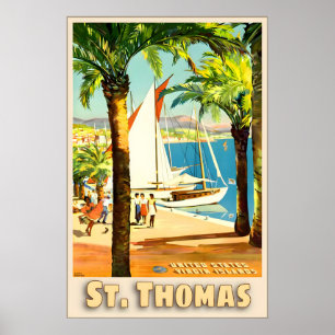 Poster St Thomas Ilhas Virgens Americanas Caribe Viagem