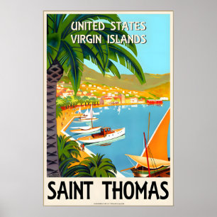 Poster St Thomas Ilhas Virgens Americanas Caribe Viagens