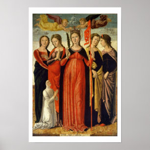 Poster St. Ursula and Four Saints (tempera on panel)