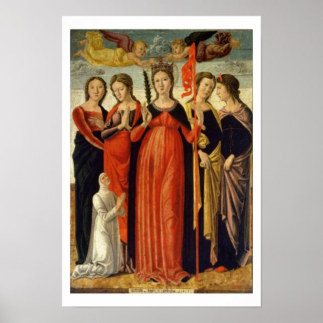 Poster St. Ursula and Four Saints (tempera on panel) (Frente)