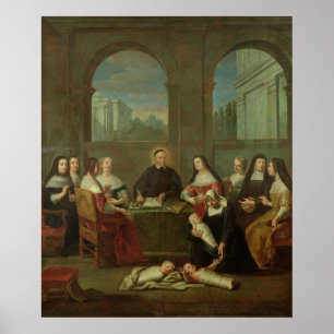 Pôster St. Vincent de Paul e irmãs da caridade