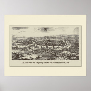 Poster Stadt Wien mit Umgebung um 1683