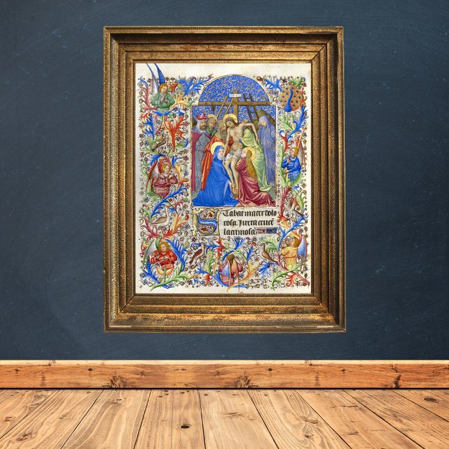 Poster Staer Mater Dolorosa Crucifix Manuscrito Medieval (Stabat Mater Dolorosa Crucifix Medieval Manuscript Catholic Christian Lent Poster)