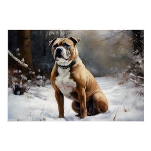 Pôster Staffordshire Bull Terrier Deixe Nevar Natal
