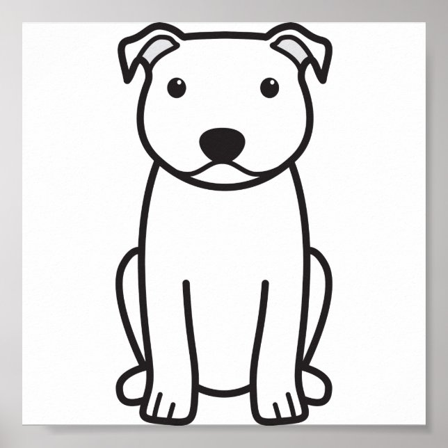 Poster Staffordshire Bull Terrier Dog Cartoon (Frente)