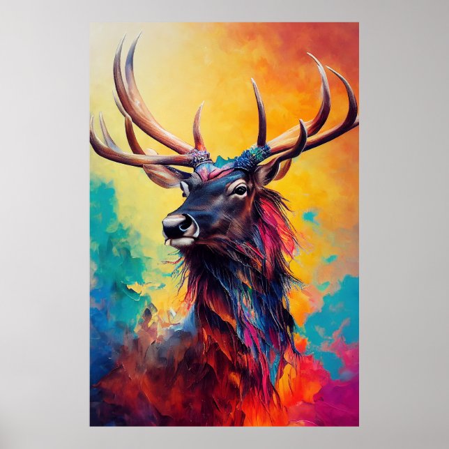 Poster Stag Deer Animal Discovery Adventure Planet Nature (Frente)
