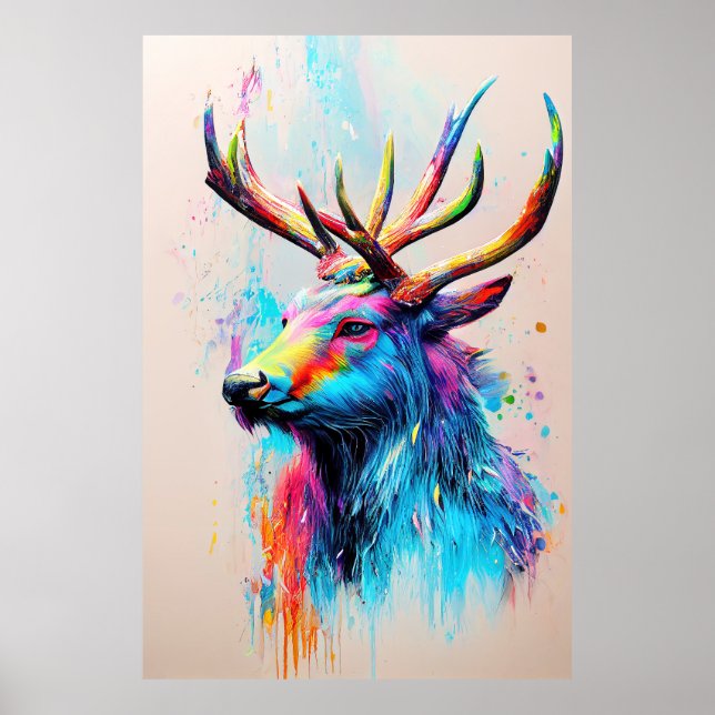Poster Stag Deer Animal Discovery Adventure Planet Nature (Frente)