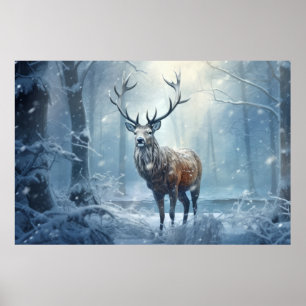 Poster Stag Deer Animal Wilderness Arte Colorida