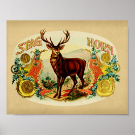 Poster Stag Horn Vintage Cigarro Box
