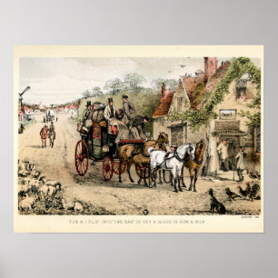 Poster Stagecoach fora de uma pensão de treinamento