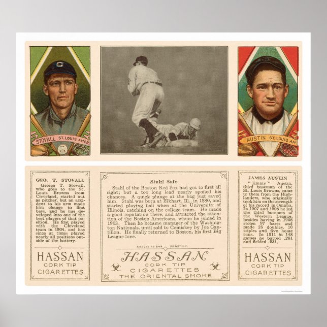 Poster Stahl Red Sox Browns Baseball 1912 (Frente)
