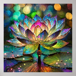 Poster Stained Glass Vibrant Lotus Flower