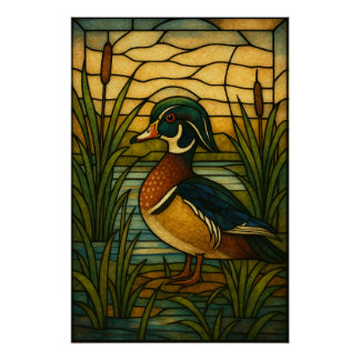 Pôster Stained Glass Wood Duck
