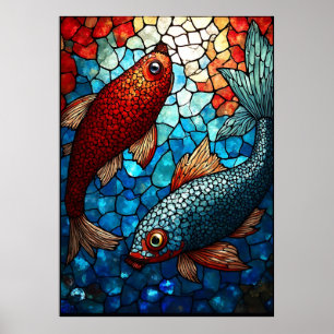Poster StainGlass Koi Harmony
