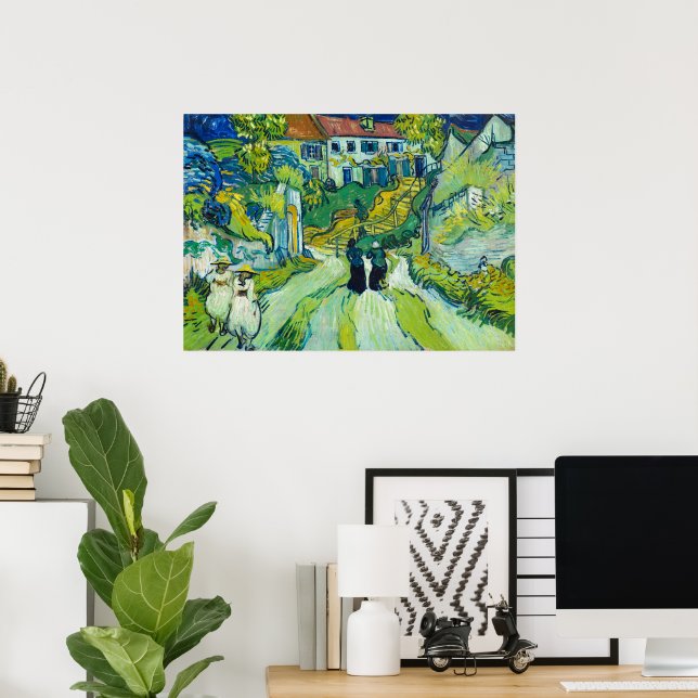 Poster Stairway em Auvers por Vincent van Gogh (Escritório em casa)