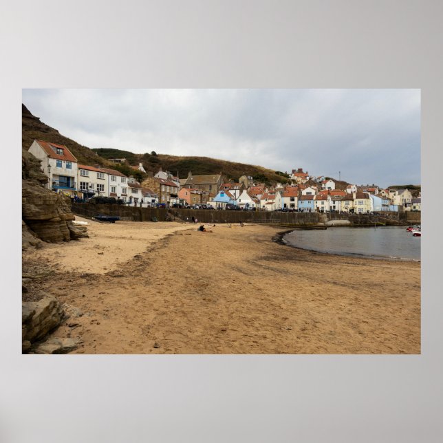 Poster Staithes Harbour Beach and Village Front (Frente)