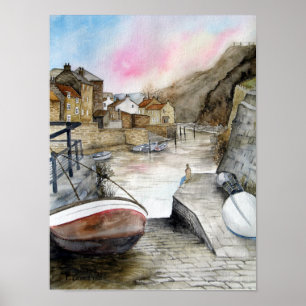 Poster Staithes, North Yorkshire, England Watercolor