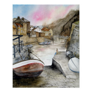 Pôster Staithes North Yorkshire England Watercolor