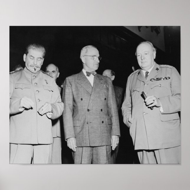 Pôster Stalin, Truman E Churchill — Foto WW2 (Frente)